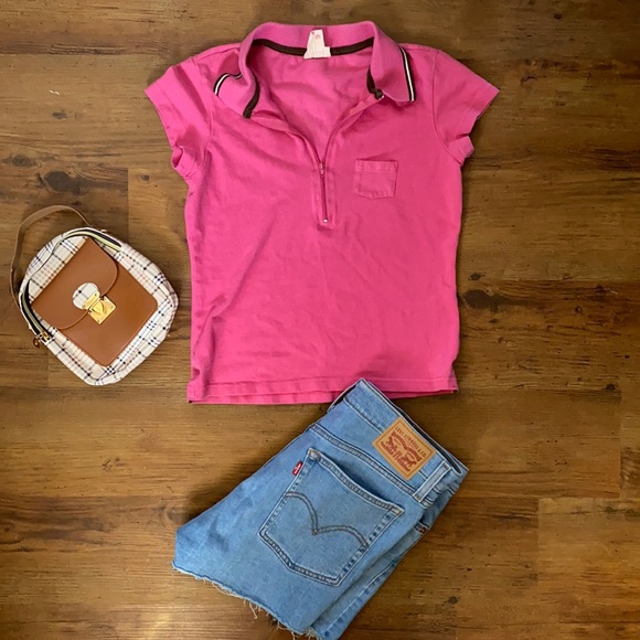 ✨Cherokee cropped zip up t-shirt w/ collar. - Picture 1 of 3